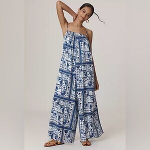 Anthropologie by Maeve Waistless Wide Leg Jumpsuit with Pockets Size Small